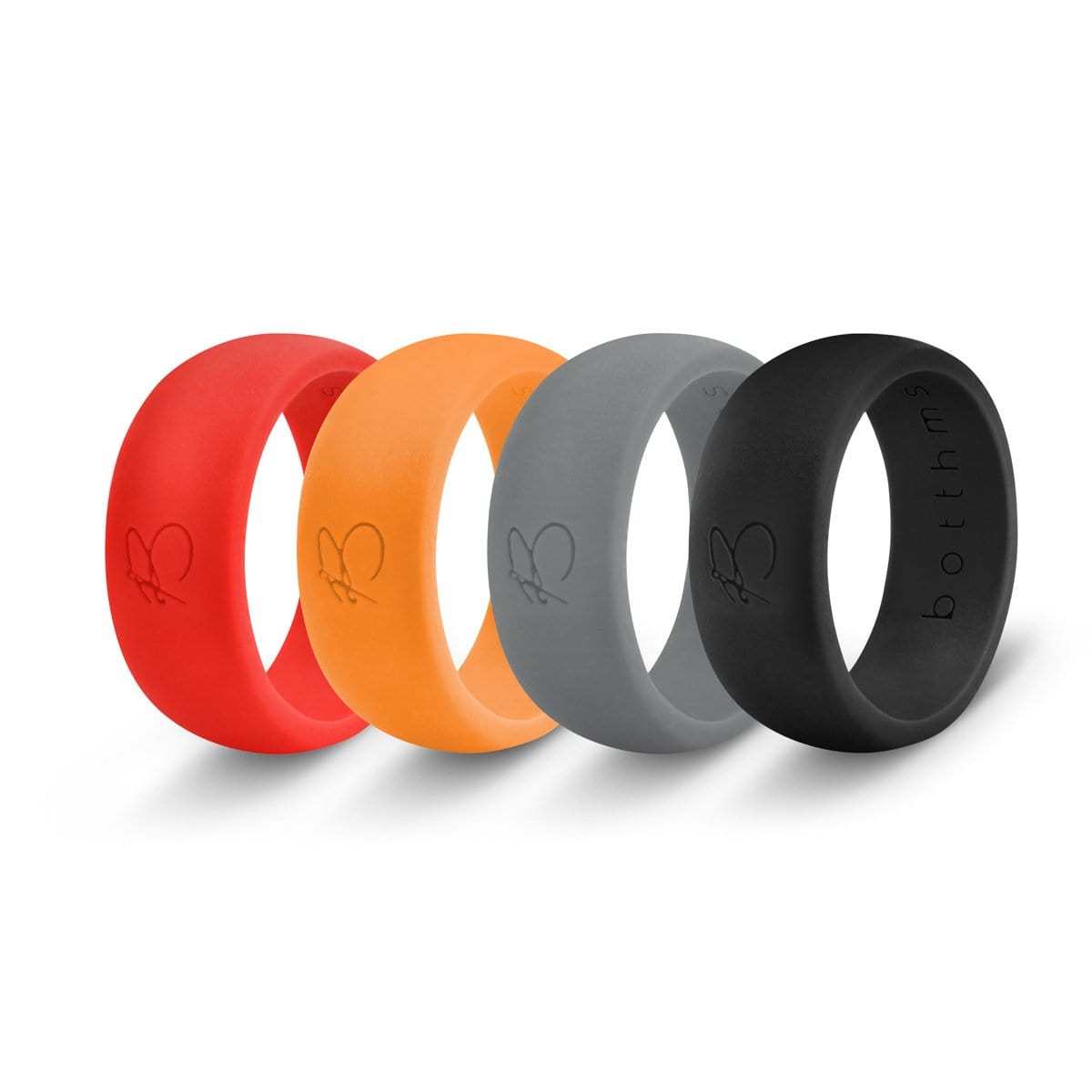 botthms botthms Silicone Rings Combo Pack - 4 Black/Charcoal/Orange & Red Silicone Rings